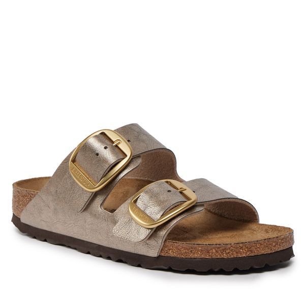 Klapki Birkenstock. Brązowe klapki Birkenstock, bez wzorów, bez obcasa. Za 539.99 zł.