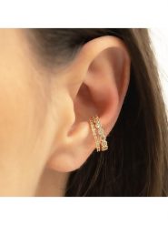 Miu Silver Pozłacana nausznica z cyrkoniami rozmiar: onesize. Szare kolczyki Miu Silver, z cyrkonią, pozłacane. Za 69.99 zł.