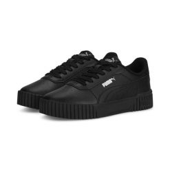 Młodzieżowe sneakersy Carina 2.0 PUMA Black Silver Metallic metallic. Czarna obuwie sportowe Puma, z gumy, bez zapięcia, trekkingowe. W wyprzedaży za 189.00 zł.