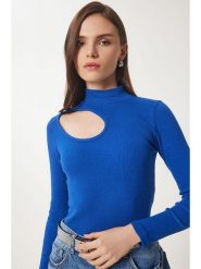 Happiness Istanbul Koszulka w kolorze niebieskim rozmiar: S/M. Niebieskie bluzki Happiness Istanbul, m, bez wzorów, bez kołnierzyka, bez ramiączek. Za 39.99 zł.