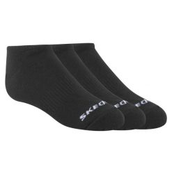 Skarpetki sportowe dla dorosłych 3pk Unisex Non Terry No Show. Czarne skarpety Skechers, bez wzorów, z bawełny. Za 39.99 zł.