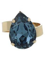 Otazu Pozłacany pierścionek z kryształem Swarovski rozmiar: onesize. Niebieskie pierścionki Otazu, z kryształem, pozłacane. Za 232.23 zł.