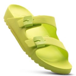 Klapki damskie sportowe SCHOLL BAHIA na basen. Żółte klapki Scholl, bez wzorów, bez obcasa. Za 149.99 zł.