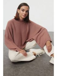 Trendyol Sweter w kolorze jasnoróżowym rozmiar: L. Różowe swetry Trendyol, l, bez wzorów, ze splotem, bez ramiączek. Za 87.81 zł.