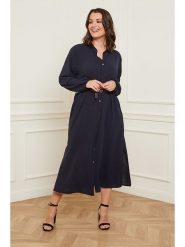 Curvy Lady Sukienka w kolorze granatowym rozmiar: 40/42. Niebieskie sukienki Curvy Lady, bez wzorów, ze skóry, klasyczne, bez kołnierzyka, bez ramiączek, midi. Za 109.78 zł.
