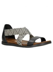 Wojas Sandały w kolorze czarno-białym rozmiar: 39. Białe sandały Wojas, bez wzorów, z materiału, klasyczne, z otwartym noskiem, bez obcasa, bez zapięcia. Za 248.58 zł.