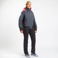 Bluza żeglarska na regaty damska Tribord Race 500. Szare bluzy TRIBORD, xl, bez wzorów, z tkaniny, bez kaptura. Za 379.99 zł.