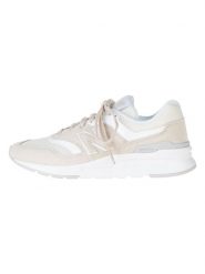 New Balance Skórzane sneakersy w kolorze kremowym rozmiar: 41,5. Brązowe trampki New Balance, bez wzorów, bez zapięcia. Za 286.16 zł.