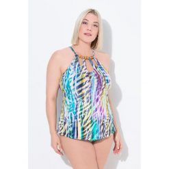 Damskie Tankini paski zwierzęce miękkie miseczki wycięcia. Brązowe bielizna sportowa Ulla Popken, plus size, bez wzorów, z elastanu. Za 294.99 zł.