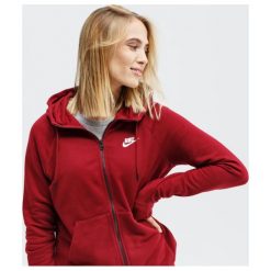 Nike Bluza W Nsw Essntl Fz Flc , bordowy, rozmiar L. Czerwone bluzy Nike, l, bez wzorów, z bawełny, bez kaptura. Za 219.99 zł.