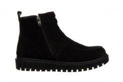 Botki Bayla-161 191 425 Black Nubuck 161643, Czarny, Skóra naturalna - 40. Czarne botki Bayla, na zimę, bez wzorów, z gumy, z okrągłym noskiem, bez obcasa, bez zapięcia. W wyprzedaży za 269.10 zł.