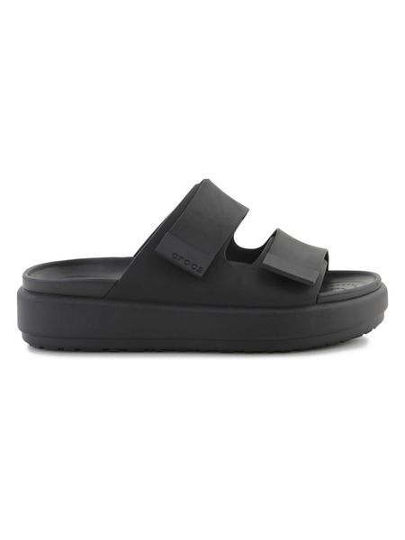 Crocs Klapki "Brooklyn Luxe" w kolorze czarnym rozmiar: 36/37. Czarne klapki Crocs, bez wzorów, z otwartym noskiem, bez obcasa. Za 198.10 zł.