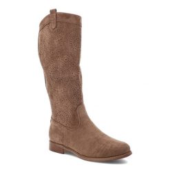 Brązowe Kozaki S.Barski Stylowe Ażurowe Obuwie Damskie. Brązowe kozaki S.BARSKI, z zamszu, bez obcasa, na płaskiej podeszwie, bez zapięcia. Za 178.99 zł.