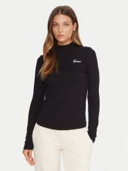 Guess Bluzka V5BP10 KCBF1 Czarny Slim Fit. Czarne bluzki Guess, xs, z aplikacjami, z bawełny, bez kołnierzyka, bez ramiączek. Za 149.99 zł.