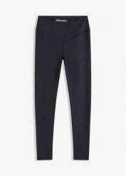 Modelujące legginsy sportowe o bawełnianej fakturze. Czarne legginsy bonprix, bez wzorów, z bawełny. Za 97.99 zł.