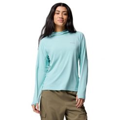 Bluza dresowa sportowa damska Skien Valley Hoodie. Niebieskie bluzy Columbia, m, bez wzorów, z dresówki, bez kaptura. Za 249.99 zł.