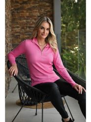 Bleu d'Azur Sweter "Garance" w kolorze jasnoróżowym rozmiar: 44/46. Różowe swetry Bleu d'Azur, w ażurowe wzory, ze splotem, bez ramiączek. Za 217.45 zł.