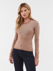 Guess Sweter W3BR26 Z3AE0 Beżowy Slim Fit. Brązowe swetry Guess, xs, z aplikacjami, z syntetyku, bez ramiączek. Za 189.99 zł.