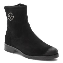 Czarne Botki Vinceza Eleganckie Obuwie Damskie. Czarne botki VINCEZA, na zimę, bez wzorów, z jeansu, bez obcasa, na obcasie, bez zapięcia. Za 152.99 zł.