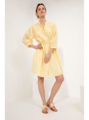 Josephine & Co Sukienka "Gracy" w kolorze żółtym rozmiar: 40. Żółte sukienki Josephine & Co, na co dzień, bez wzorów, z bawełny, bez kołnierzyka, bez ramiączek, mini, proste. Za 202.50 zł.