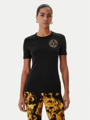 Versace Jeans Couture T-Shirt 80HAHT02 CJ03T Czarny Slim Fit. Czarne t-shirty Versace Jeans Couture, xs, bez wzorów, z bawełny, bez kołnierzyka, bez ramiączek. Za 439.99 zł.