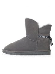 NICEBAY Skórzane botki zimowe "Zaria" w kolorze szarym rozmiar: 38. Szare botki NICEBAY, na zimę, bez wzorów, z materiału, bez obcasa, bez zapięcia. Za 281.45 zł.
