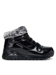 Skechers Botki Uno Rugged 168126/BBK Czarny. Czarne botki Skechers, bez wzorów, ze skóry, bez obcasa, na płaskiej podeszwie, bez zapięcia. Za 429.99 zł.