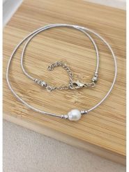 La Asena Posrebrzany naszyjnik - dł. 42 cm rozmiar: onesize. Szare naszyjniki La Asena, z perłą, posrebrzane. Za 39.99 zł.