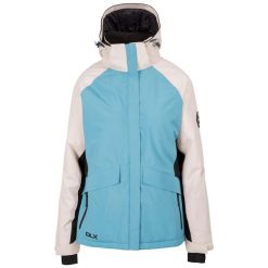 Kurtka Narciarska Damska Ursula DLX. Niebieskie kurtki narciarskie Trespass, m, bez wzorów, z materiału, z kapturem, narciarskie. Za 559.99 zł.