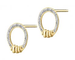 Kolczyki z żółtego złota z diamentami - 0,05 ct - próba 585. Żółte kolczyki Apart, z diamentem, złote. W wyprzedaży za 1,253.00 zł.