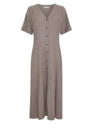 MOSS COPENHAGEN Sukienka "Viana" w kolorze szarobrązowym rozmiar: L. Brązowe sukienki Moss Copenhagen, l, bez wzorów, bez kołnierzyka, bez ramiączek, midi. Za 194.95 zł.