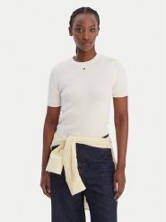 Tommy Jeans Sweter Essential DW0DW19336 Écru Regular Fit. Swetry Tommy Jeans, m, bez wzorów, z bawełny, bez ramiączek. Za 369.99 zł.