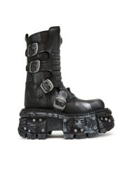 NEW ROCK Botki M-373SC-C1 Szary. Szare botki NEW ROCK, bez wzorów, ze skóry, bez obcasa, na słupku, bez zapięcia. Za 1,699.00 zł.