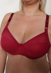 Bordowy Biustonosz Ozdobiony Perforacją o Kroju Full Cup Erreviana. Czerwone biustonosze Renee, bez wzorów, z jeansu. Za 24.99 zł.