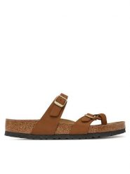Birkenstock Japonki Mayari Sfb 1032243 Brązowy jasny. Brązowe klapki Birkenstock, bez wzorów, z nubiku, bez obcasa. Za 599.99 zł.