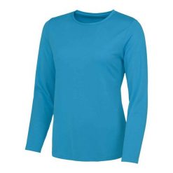 Koszulka Damska Z Długim Rękawem. Czarne bluzki JUST COOL, xs, bez wzorów, sportowe, bez kołnierzyka, bez ramiączek. Za 71.99 zł.