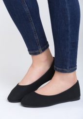 Czarne Matowe Balerinki Diamont Heart. Czarne baleriny Born2be, bez wzorów, z okrągłym noskiem, bez obcasa, na płaskiej podeszwie. Za 29.99 zł.