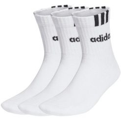Skarpety adidas 3-Stripes Linear Half-Crew Cushioned 3P. Białe skarpety Adidas, bez wzorów. Za 33.99 zł.
