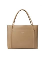 Calvin Klein Torebka Ck Linn Large Shopper K60K613109 Beżowy. Brązowe shopper Calvin Klein, bez wzorów, ze skóry, bez dodatków. Za 409.99 zł.