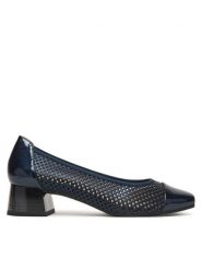 Caprice Półbuty 9-22304-46 Granatowy. Niebieskie czółenka Caprice, bez wzorów, ze skóry, bez obcasa, na obcasie, bez zapięcia. Za 303.99 zł.