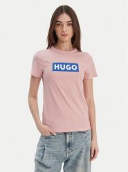 HUGO T-Shirt Classic 50510772 Różowy Slim Fit. Czerwone t-shirty Hugo, xs, bez wzorów, z bawełny, bez kołnierzyka, bez ramiączek. Za 199.99 zł.