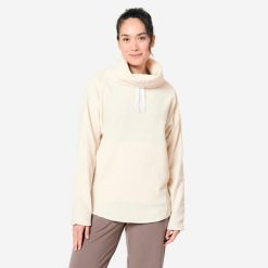 Bluza Do Jogi I Relaksacji Damska Polarowa Beżowa Kimjaly. Brązowe bluzy KIMJALY, xs, bez wzorów, z bawełny, bez kaptura. W wyprzedaży za 99.99 zł.