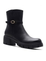 DeeZee Botki REGINA H17193-6 Czarny. Czarne botki DeeZee, bez wzorów, z syntetyku, bez obcasa, na słupku, bez zapięcia. Za 143.99 zł.