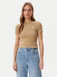 Guess T-Shirt W5GP62 KA0H1 Beżowy Regular Fit. Brązowe t-shirty Guess, xl, z aplikacjami, z bawełny, bez kołnierzyka, bez ramiączek. Za 139.99 zł.