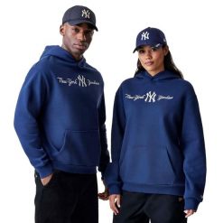 Bluza New Era Mlb Script Os Hoodie Neyyan Nsn Dorośli. Niebieskie bluzy New Era, m, bez wzorów, z bawełny, z kapturem. Za 291.65 zł.