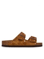 Birkenstock Klapki Arizona Rivet 1031731 Brązowy. Brązowe klapki Birkenstock, bez wzorów, ze skóry, bez obcasa. Za 639.99 zł.
