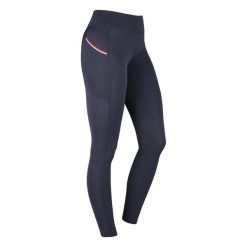 Damskie legginsy jeździeckie z pełną przyczepnością HORKA KNHS. Niebieskie legginsy Horka, bez wzorów, z gumy. Za 425.50 zł.