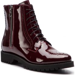 Botki SAGAN - 3091 Bordowy Lakier Metalik. Czerwone botki Sagan, bez wzorów, z lakierowanej skóry, bez obcasa, bez zapięcia. W wyprzedaży za 249.00 zł.
