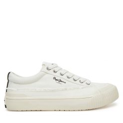 Tenisówki Pepe Jeans. Białe trampki Pepe Jeans, bez wzorów, z jeansu, bez zapięcia. Za 179.99 zł.