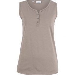 Top bawełniany z gumką bonprix brunatny. Brązowe topy bonprix, bez wzorów, z bawełny, bez kołnierzyka, bez ramiączek. Za 34.99 zł.